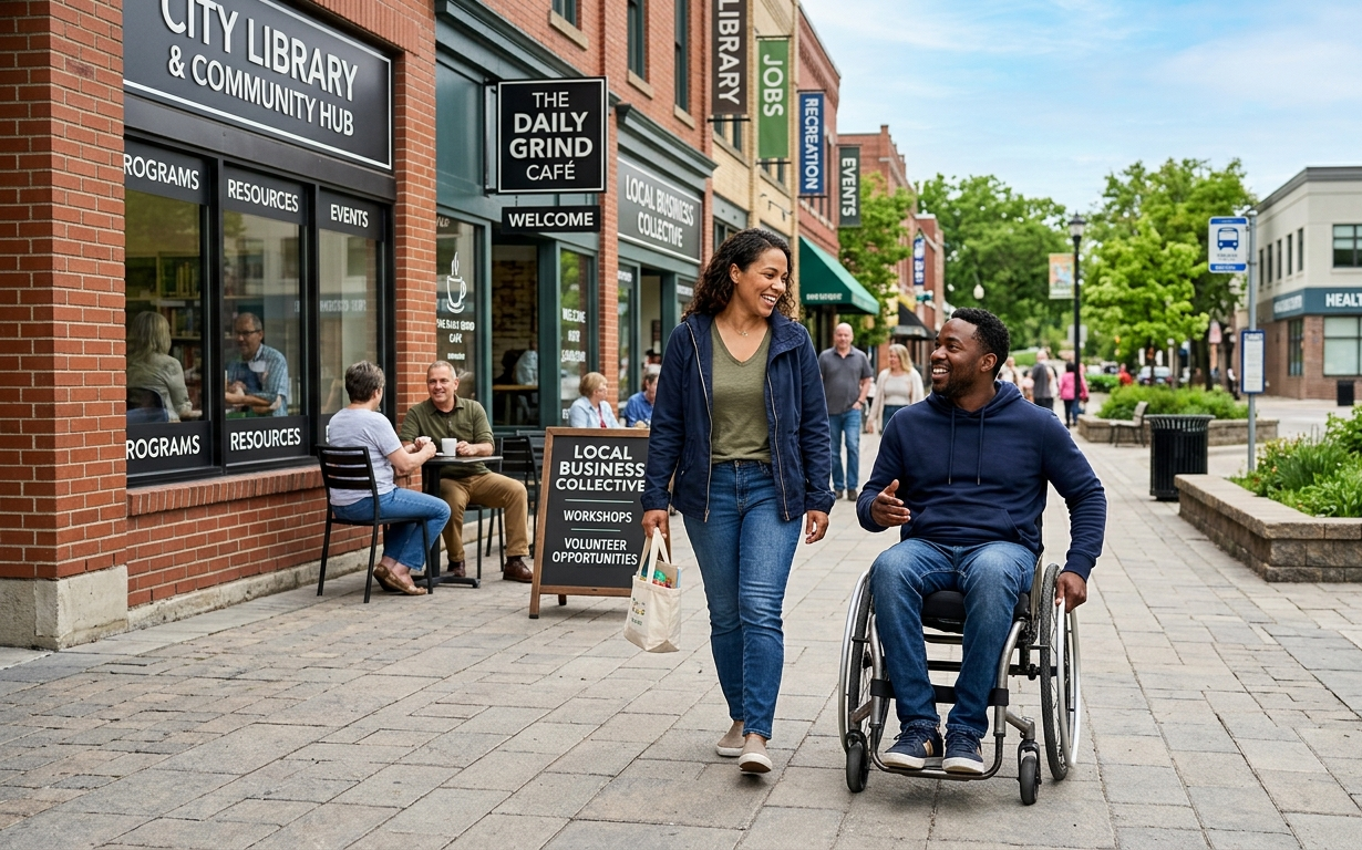 Community connector helping individuals access local resources and employment